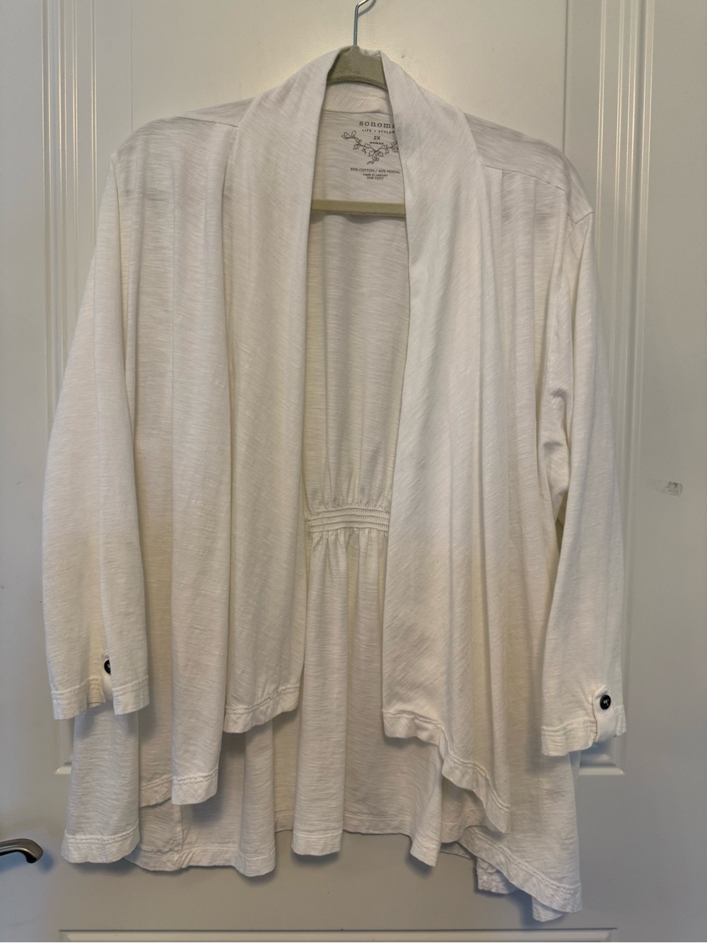 Sonoma white Open-Front Draped Cardigan